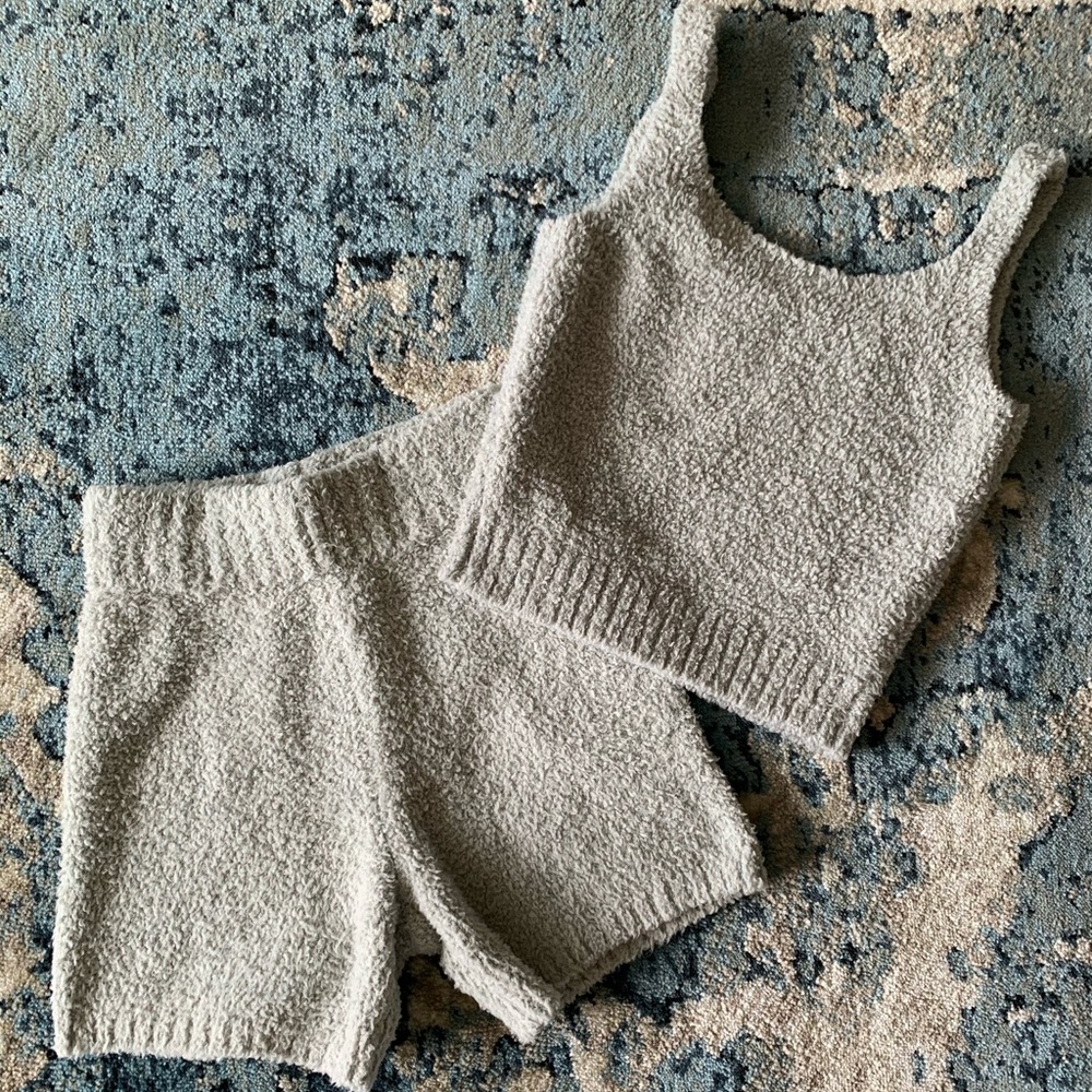 SKIMS cozy knit set in Aqua